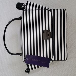Madden Girl Black/White Striped Bag